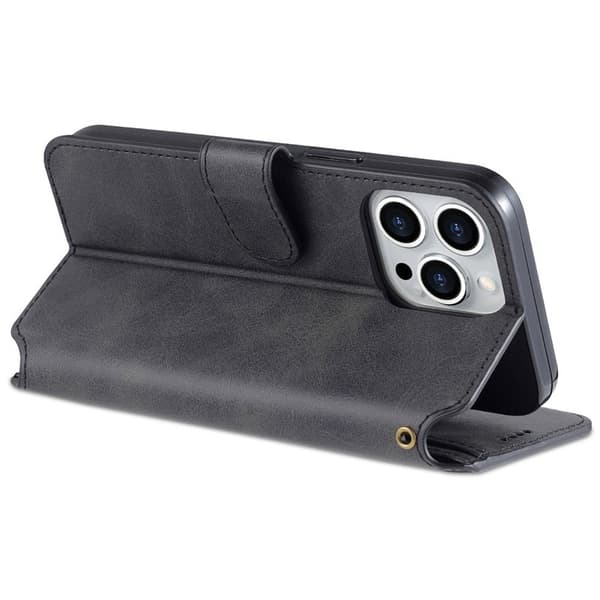 AZNS iPhone 13 Pro Max Plånboksfodral Konstläder - Svart