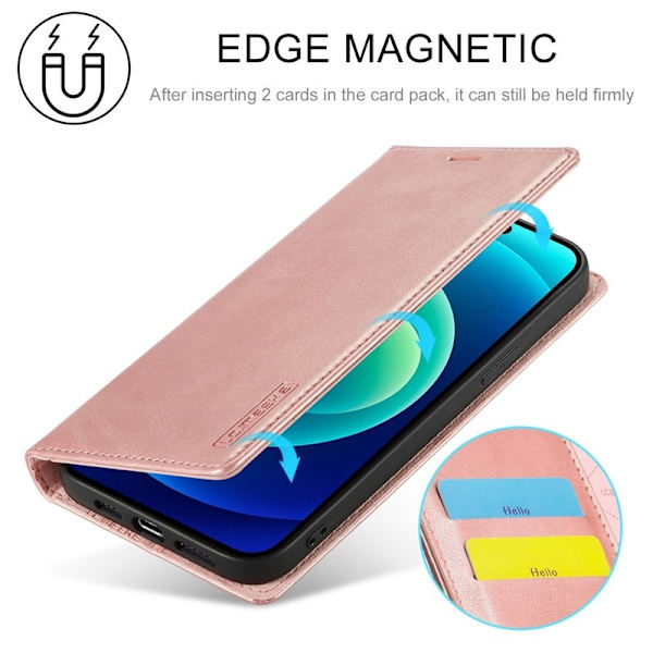 LC.IMEEKE iPhone 14 Pro Max Plånboksfodral Konstläder - Rosa