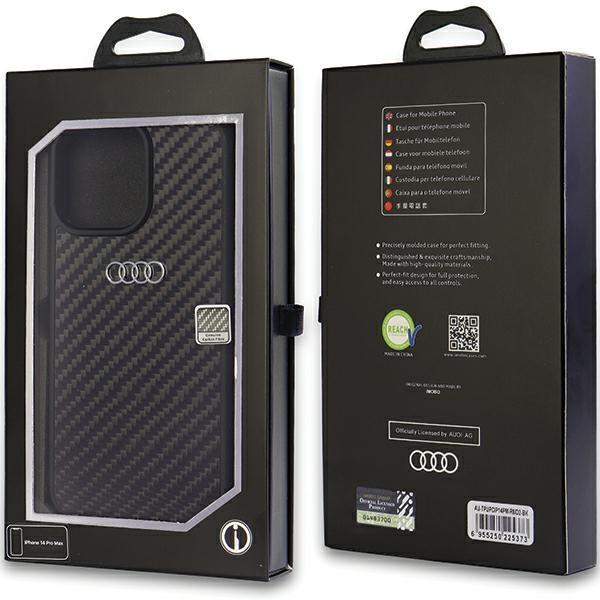 Audi iPhone 14 Pro Mobile Cover Carbon Fiber - musta