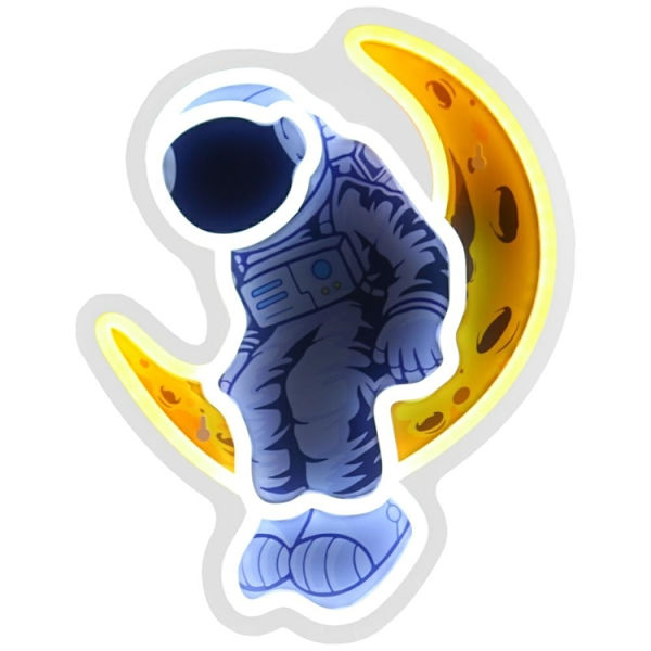 Beline Neon Light Astronaut on the Moon - Vit/Gul Vit
