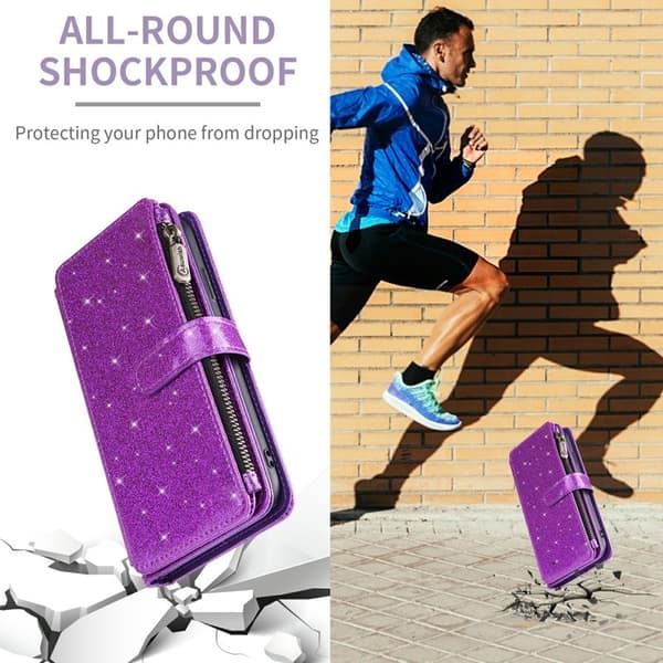 ASUWISH Mobilskal till Samsung Galaxy A55 5G Glitter KonstLäder - Lila