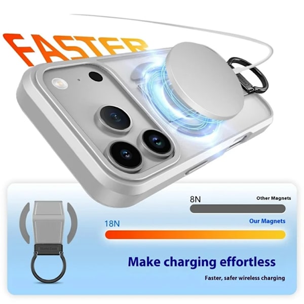 Mobilskal till iPhone 17 Pro Max Magsafe D-Ring Kickstand - Grå Grå