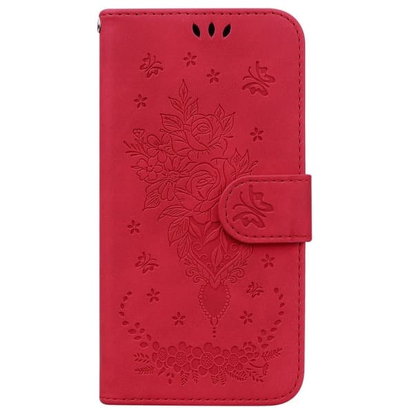 Sony Xperia 1 VII Konstläder Plånboksfodral Butterfly och Flower Pattern - Röd Röd