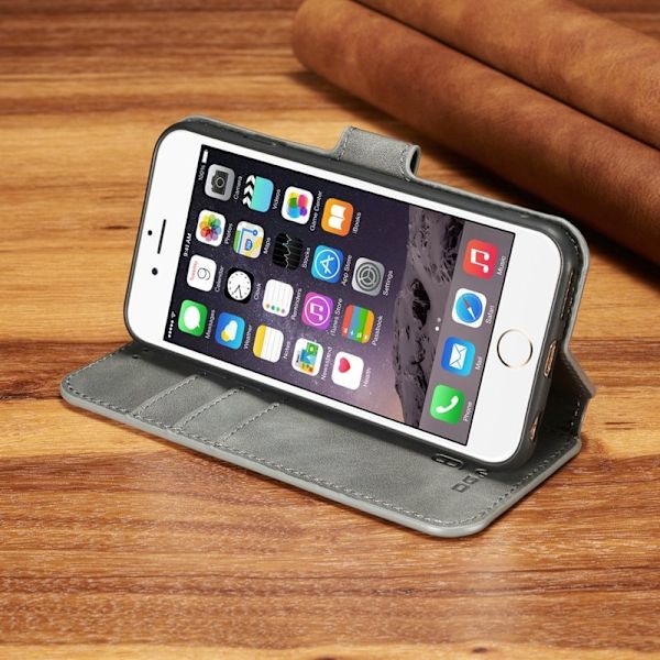 DG.MING Retro Plånboksfodral Konstläder för iPhone 6s/6 - Grå