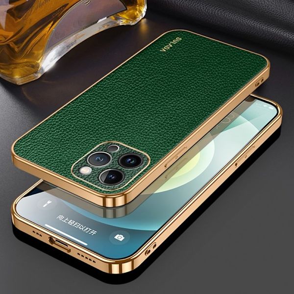 SULADA Mobilskal till iPhone 15 Pro Max Electroplating PU Läder Grön