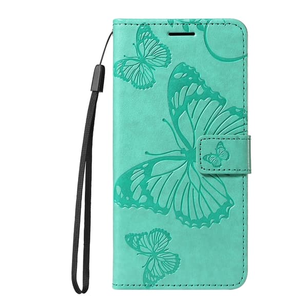 OnePlus 15 5G Konstläder Plånboksfodral Floral Butterfly Imprinted Grön