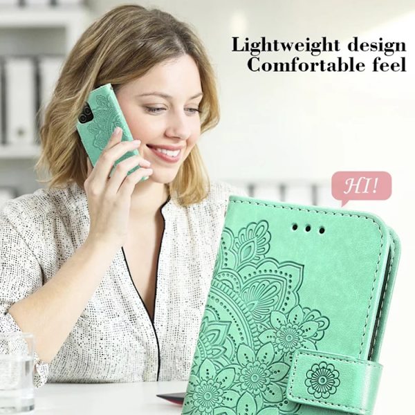 iPhone 17 Pro Max Konstläder Plånboksfodral Floral Pattern - Grön Grön