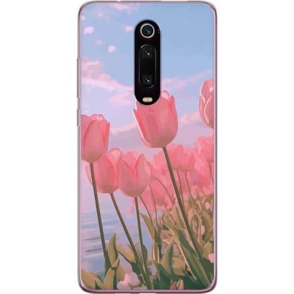 Mobilcover til Xiaomi Mi 9T Pro med lyserøde tulipaner