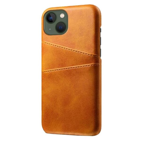 iPhone 14 Plus Skal Korthållare PU Läder - Orange Orange