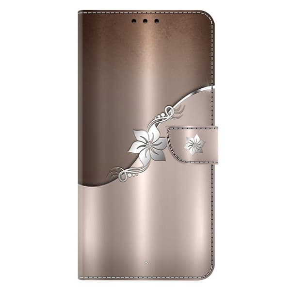 Samsung Galaxy S26 Plånboksfodral Magnetisk 3D Mönster Konstläder Silver Blomma