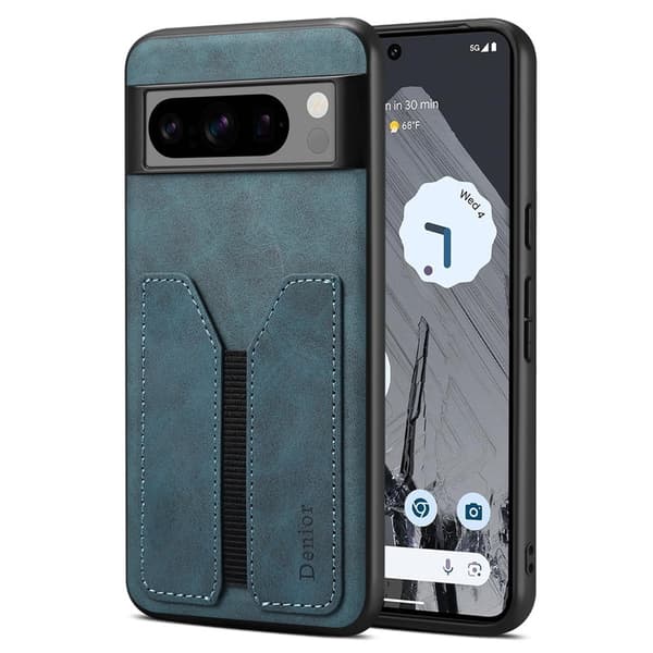 DENIOR Google Pixel 8 Pro Fodral KonstLäder med Kortfack - Blå