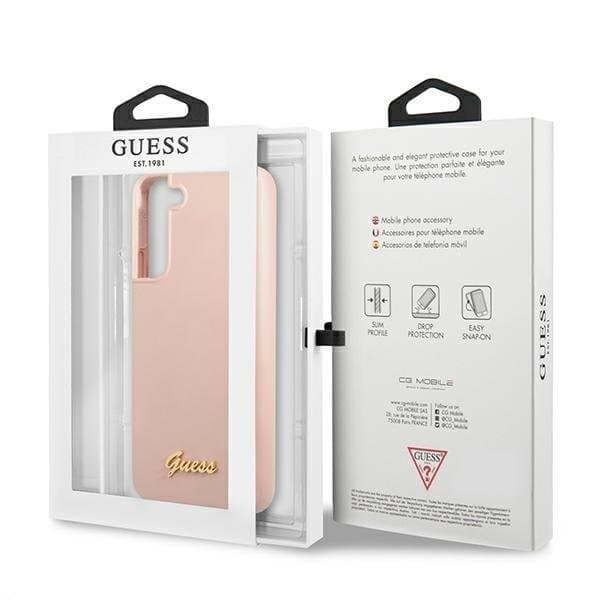 Guess Silicone Script Metal Logo Skal Galaxy S22 Plus - Rosa Rosa