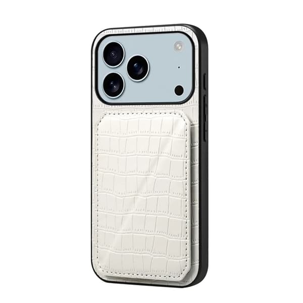 Mobilskal till iPhone 17 Pro Korthållare Crocodile Textured - Vit Vit
