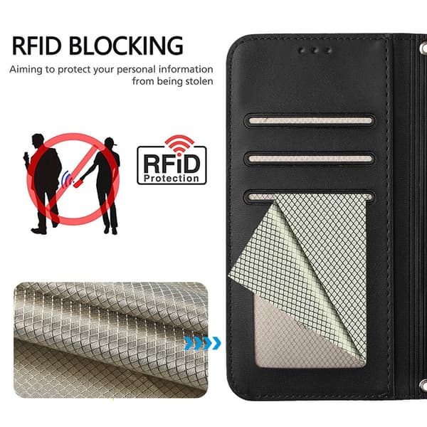 OnePlus 15 Konstläder Plånboksfodral Panda Imprint RFID-Skydd Svart
