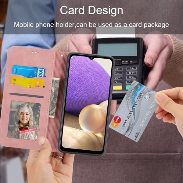 DIERFENG DF-03 Plånboksfodral för Samsung Galaxy A32 5G - Konstläder - Rosa