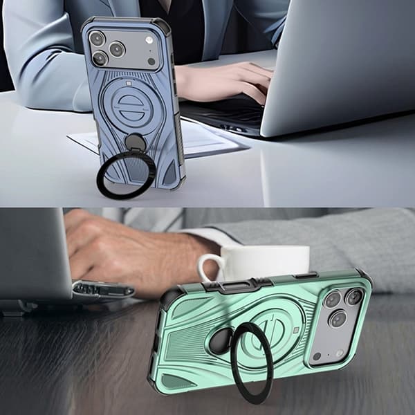 Mobilskal till iPhone 17 Pro Max MagSafe Rotating Kickstand Shockproof - Orange Orange