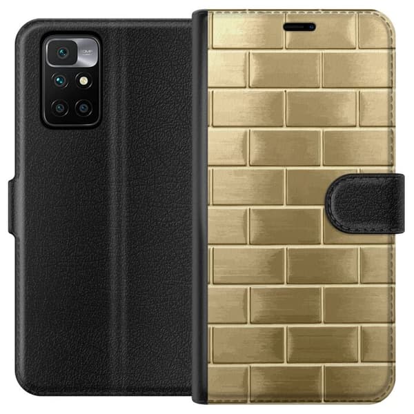 Plånboksfodral till Xiaomi Redmi 10 med Gyllene Murstenar