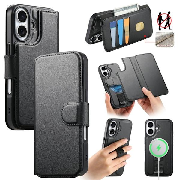 CASENEO iPhone 16 Plånboksfodral RFID Blocking Konstläder - Svart