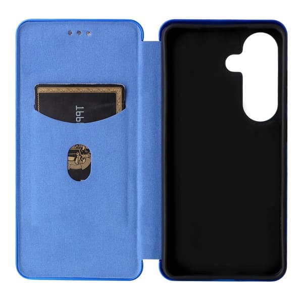 Samsung Galaxy S26/S26 Pro Skal Kolfiber PU Läder - Blå