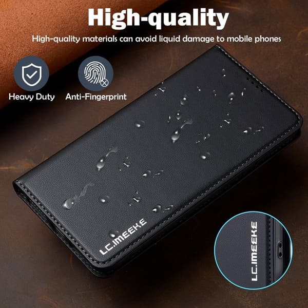 LC.IMEEKE L1 Series iPhone 8 Plus Plånboksfodral Konstläder - Svart