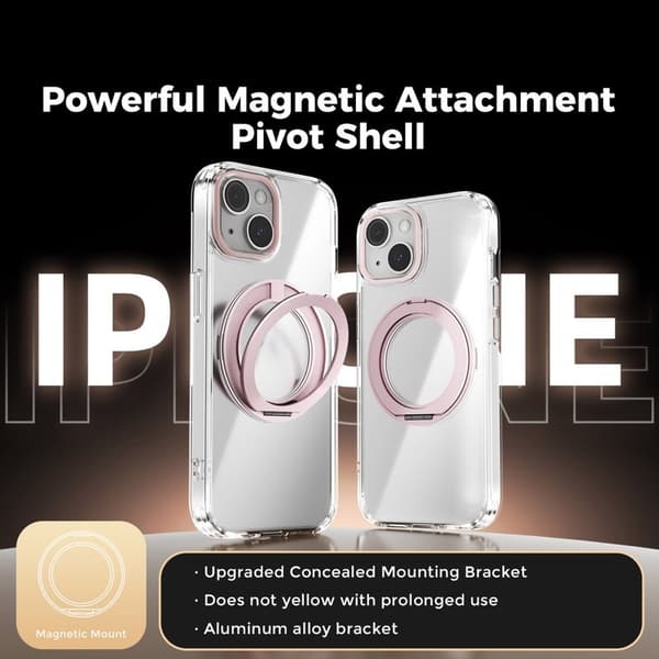 ABEEL Q-LUCK Mobilskal till iPhone 15 med Kickstand Shockproof - Rosa