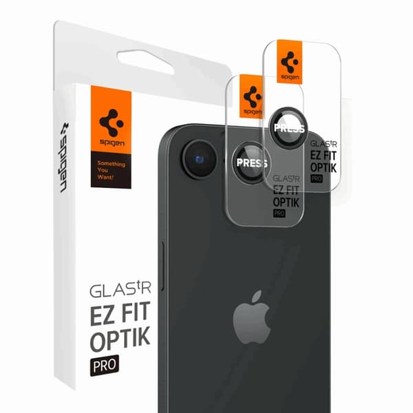 Spigen [2-Pack] iPhone 16e kameralinsedæksel hærdet glas „EZ-FIT“ Svart