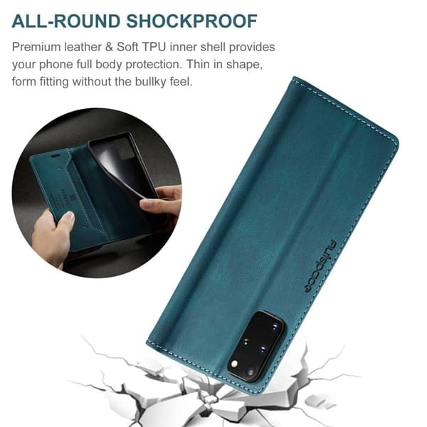 AUTSPACE A01 Plånboksfodral för Samsung Galaxy S20 Plus Konstläder - Blå