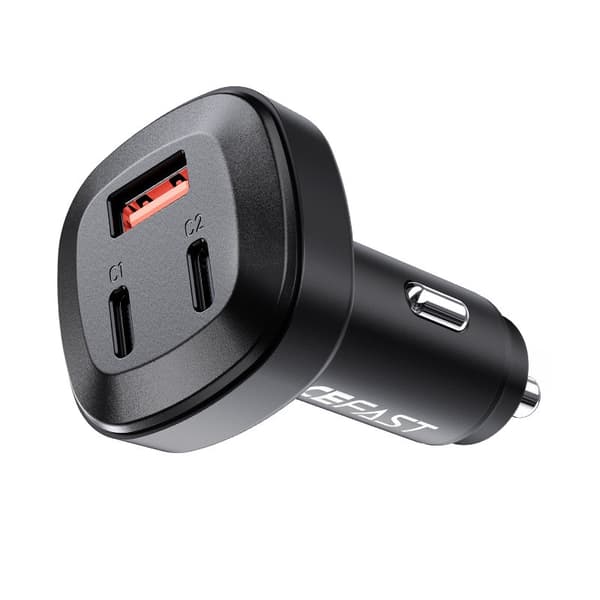 Acefast 66W bil laddare 2x USB-C till USB - Svart Black
