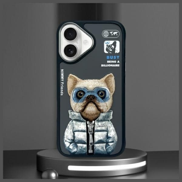 Nimmy Telefontaske til iPhone 16 Cool & Cute 2.0 Dog - Sort Black