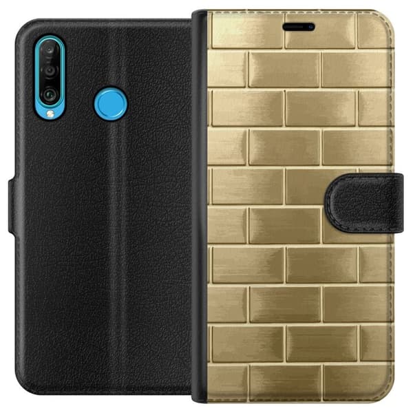 Plånboksfodral till Huawei P30 lite med Gyllene Murstenar