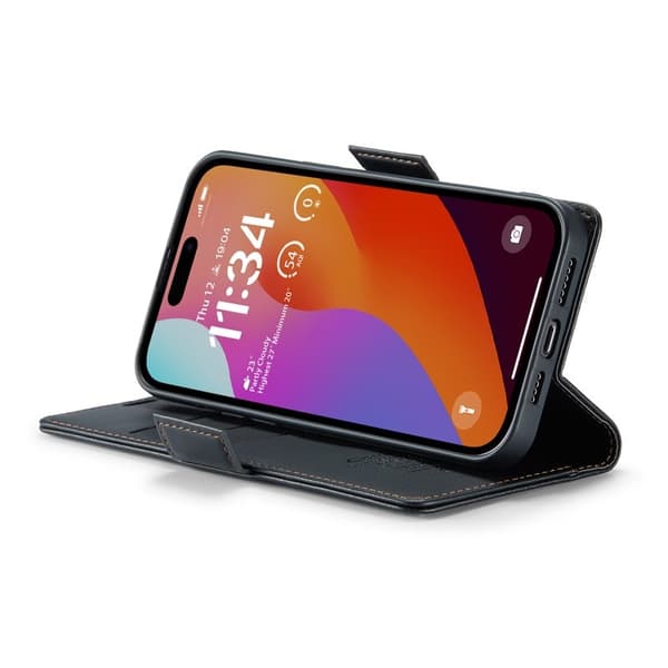 CASEME iPhone 16 Pro Max Plånboksfodral Konstläder RFID-Skydd Svart