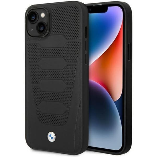 BMW Mobilskal till iPhone 14 Läder Seats Pattern - Svart Svart