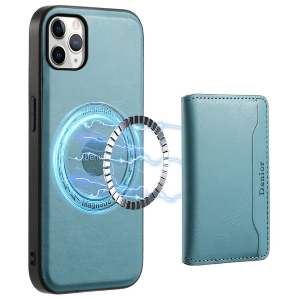 DENIOR Mobilskal till iPhone 11 Pro Max Äkta Läder Magnetisk Blå