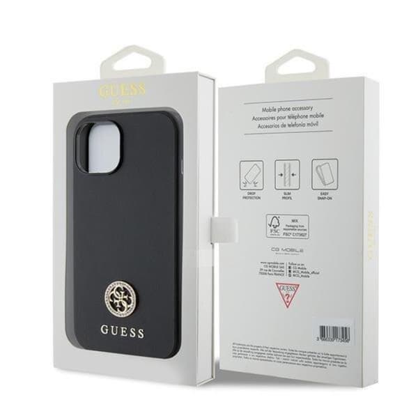 Guess iPhone 15 Plus Mobilskal Strass Metal Logo - Sort Black