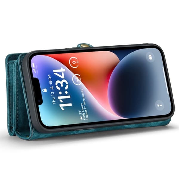CASEME 008 Mobilskal till iPhone 15 Pro Max i Konstläder med Plånboksfodral Blå