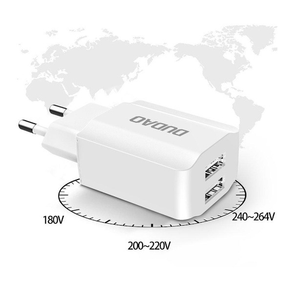 Dudao seinälaturi USB EU + Lightning kaapeli - valkoinen White