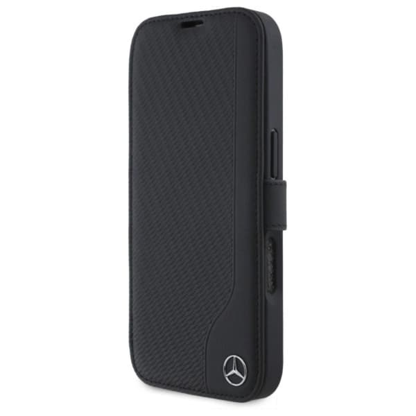 Mercedes iPhone 16 Plånboksfodral Läder Wood Imitation Black