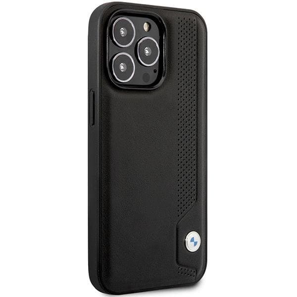 BMW iPhone 14 Pro Mobilskal Läder Blue Dots - Musta Black