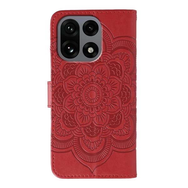 OnePlus 15 Plånboksfodral Mandala Imprinted Konstläder Röd