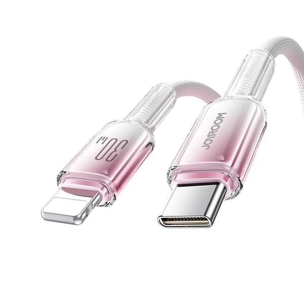 Joyroom S-A42 USB-C - Lightning 30W 1.2m Kabel Crystal-Clear Series - Vit Vit
