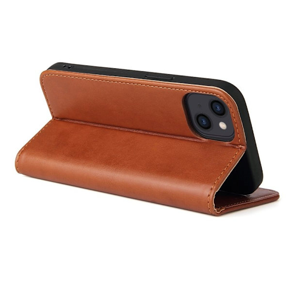 FIERRE SHANN iPhone 14 Plus Plånboksfodral Konstläder - Brun