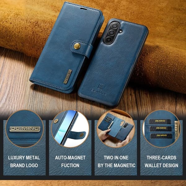 DG.MING Samsung Galaxy A17 5G Plånboksfodral Äkta läder - Blå