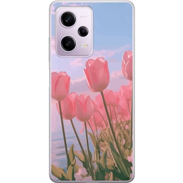 Mobilskal till Xiaomi Redmi Note 12 Pro med Rosa Tulpaner