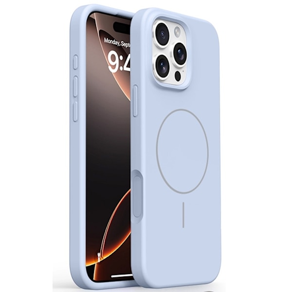 Mobilskal till iPhone 16 Pro Max MagSafe Liquid Silikon Microfiber - Blå Blå