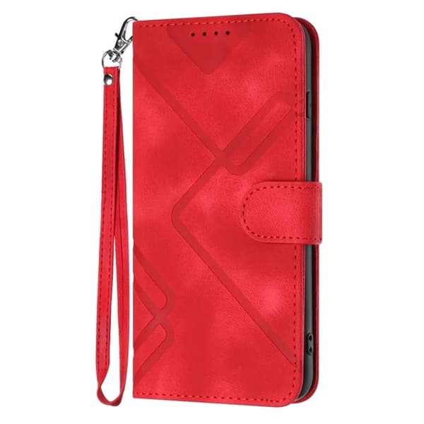 iPhone 17 Pro Max Konstläder Plånboksfodral Line - Röd Röd