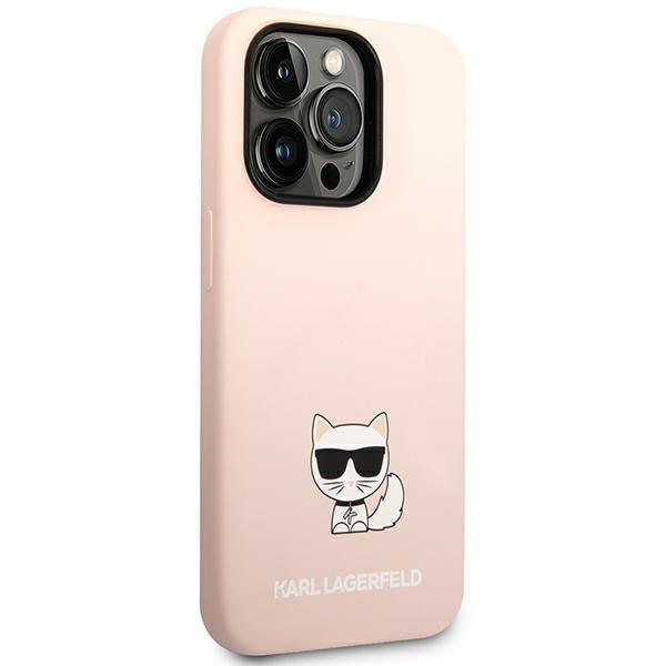 Karl Lagerfeld iPhone 14 Pro -kuori, silikoni, Choupette Body - Pinkki