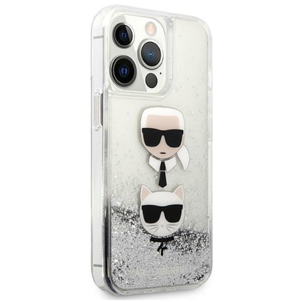Karl Lagerfeld iPhone 13 Pro/13 Skal Liquid Glitter Head - Silver