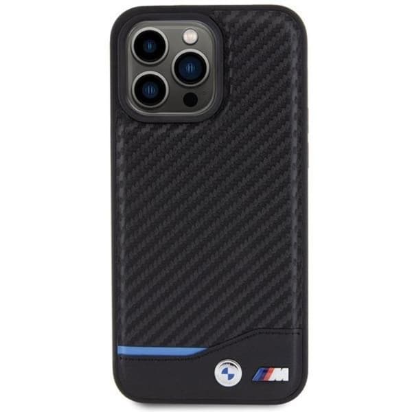 BMW Telefontaske til iPhone 15 Pro Læder Carbon - Sort Black