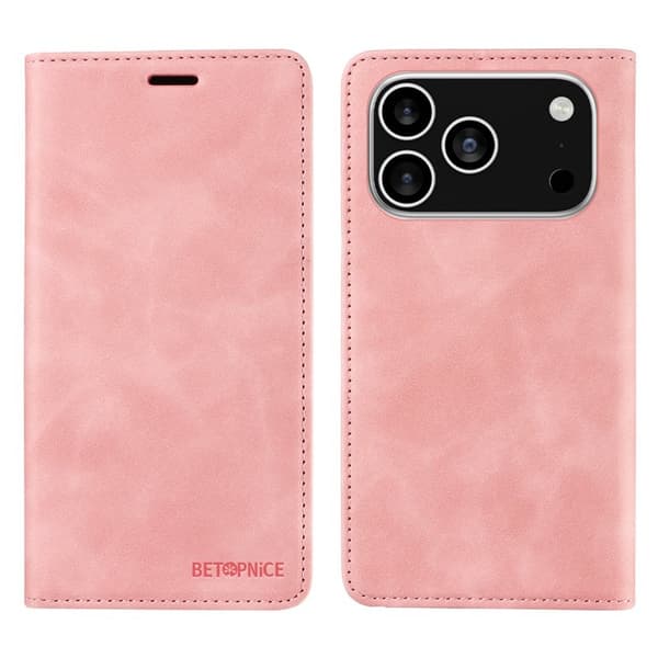 BETOPNICE iPhone 17 Pro Plånboksfodral Konstläder - Rosa Rosa