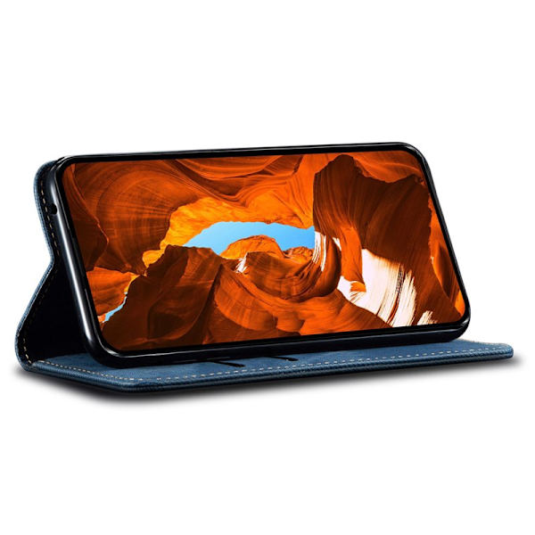 Mobilskal för Samsung Galaxy S26 Plus Konstläder Ställ - Blå